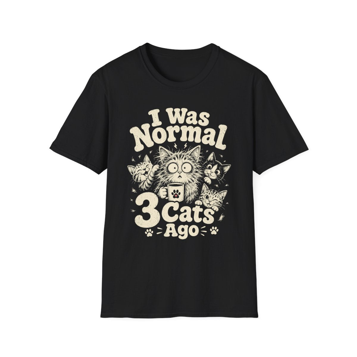 3 cats ago t T-shirt - Black front mockup