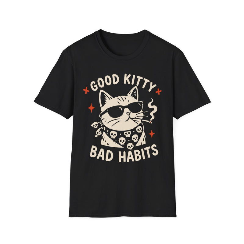 Bad kitty t T-shirt - Black front mockup